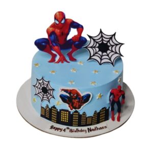 spidderman theme cake by Carol Cakes & Cafe Mararikulam