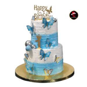 Blue Butterfly Theme Birthday Cake by Carol Cakes & Cafe Mararikulam