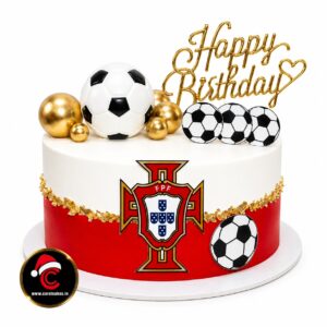 Portugal football theme birthday cake with football decorations by Carol cakes & Cafe Mararikulam