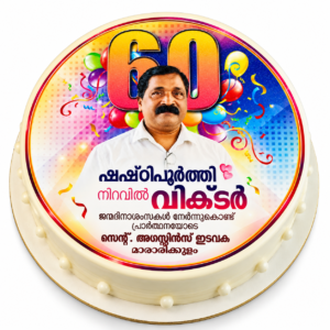 Round Birthday Photo Cake by Carol Cakes & Cafe Mararikulam